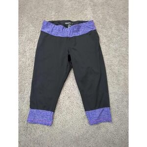 Ideology Leggings Womens 1X PLUS Black Purple Pull On Capri Gym Yoga Athletic